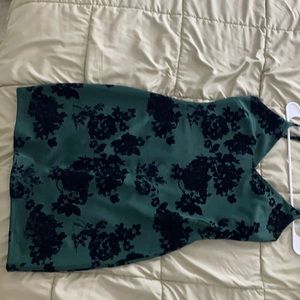 Hunter Green Dress w/ Black velvet flower details